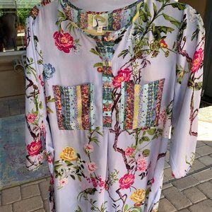 Anthropologie Fig & Flower Floral Tunic Dress M